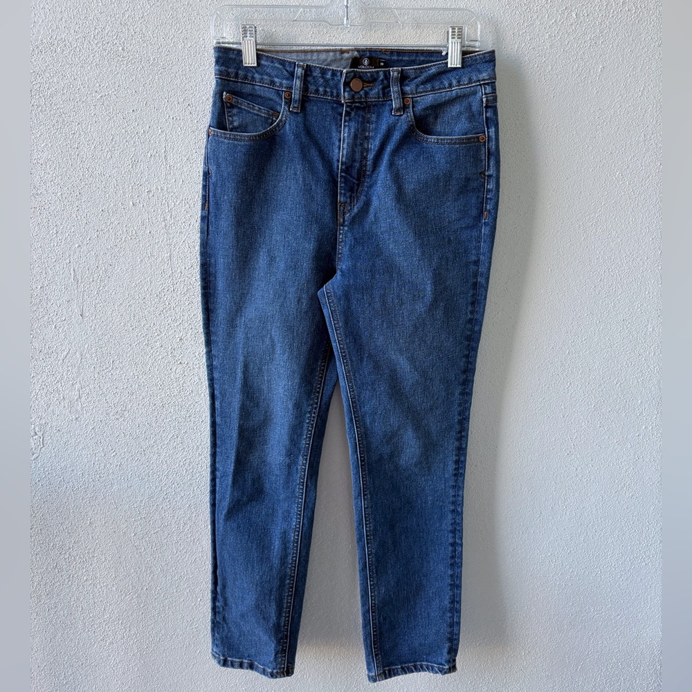 Volcom Girlfriend Fit High Rise Ankle Size 28 Jeans Dark Wash Casual Denim